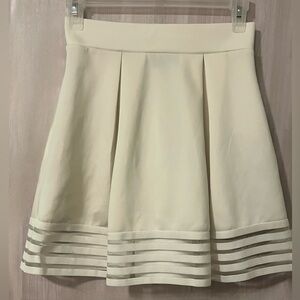 Material Girl Ivory Skater Skirt with Sheer Stripes